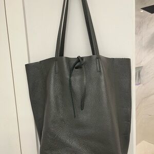 Gray Leather Tote Bag made in Italy
